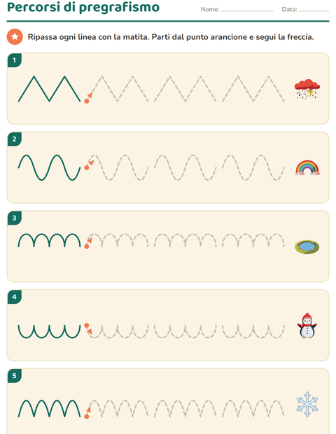 Anteprima della scheda di Pregrafismo con Meteo per Scuola dell'infanzia (5-7 anni)