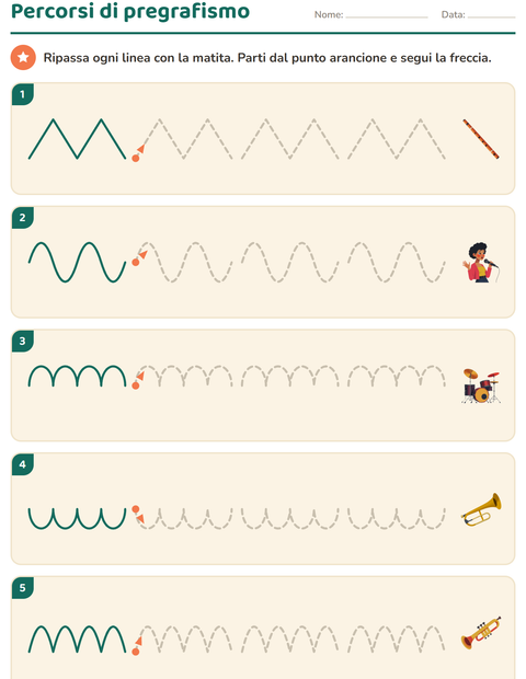 Anteprima della scheda di Pregrafismo con Musica per Scuola dell'infanzia (5-7 anni)