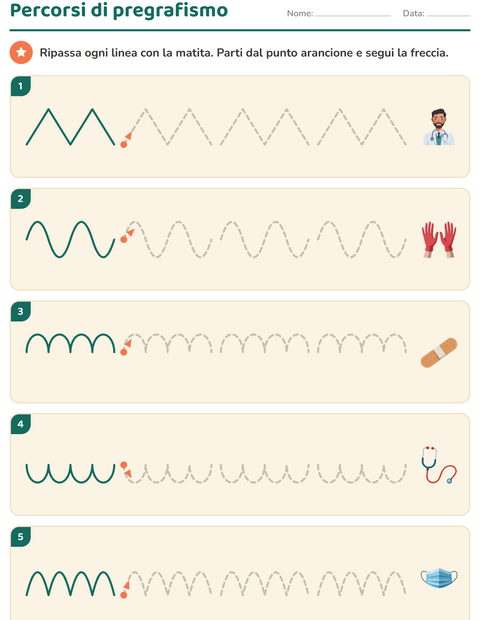 Anteprima della scheda di Pregrafismo con Ospedale per Scuola dell'infanzia (5-7 anni)