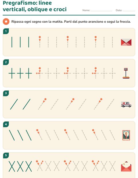Anteprima della scheda di Pregrafismo con Ufficio postale per Scuola dell'infanzia (5-7 anni)