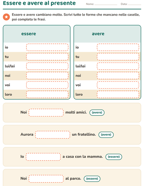 Anteprima della scheda di Il presente dei verbi per Scuola primaria classe seconda
