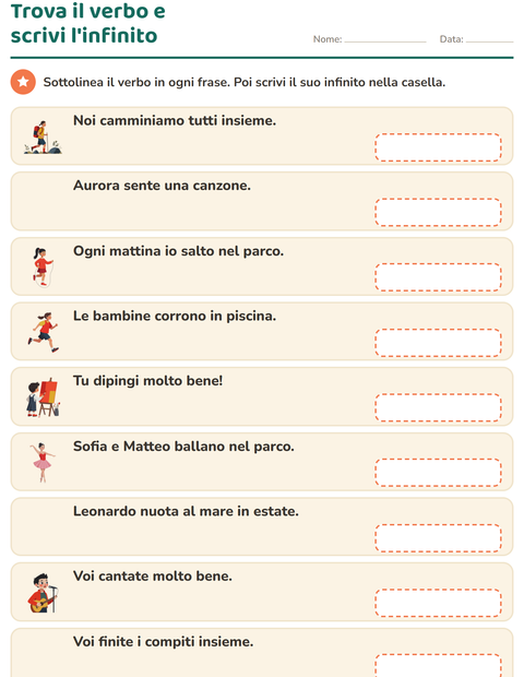 Anteprima della scheda di Il presente dei verbi per Scuola primaria classe seconda
