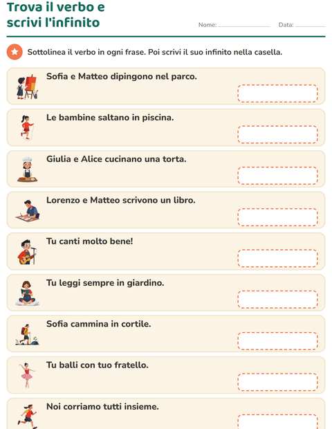 Anteprima della scheda di Il presente dei verbi per Scuola primaria classe seconda