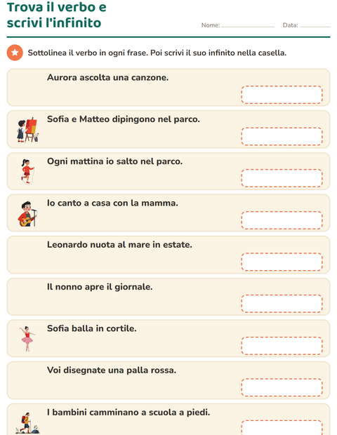 Anteprima della scheda di Il presente dei verbi per Scuola primaria classe seconda