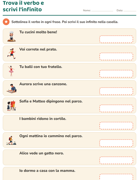 Anteprima della scheda di Il presente dei verbi per Scuola primaria classe seconda