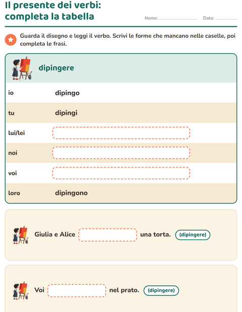 Anteprima della scheda di Il presente dei verbi per Scuola primaria classe seconda