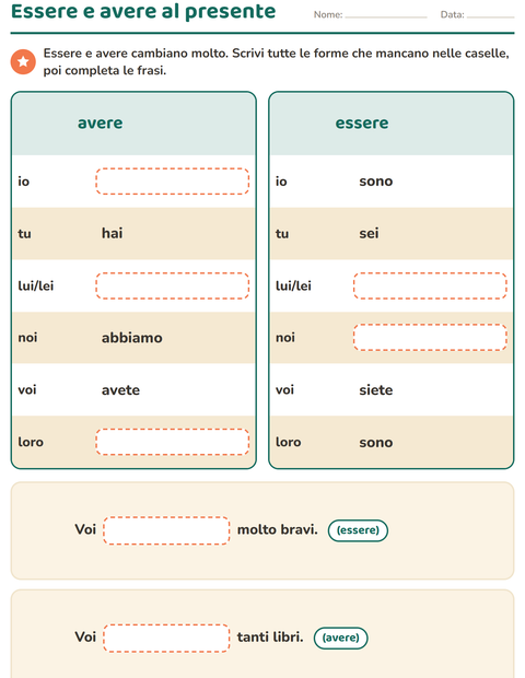 Anteprima della scheda di Il presente dei verbi per Scuola primaria classe seconda