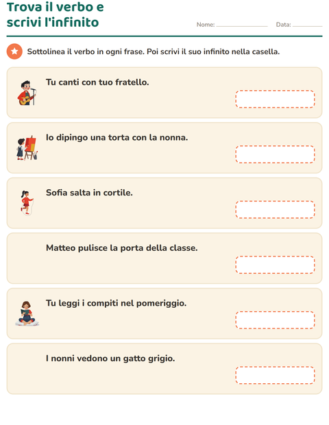 Anteprima della scheda di Il presente dei verbi per Scuola primaria classe seconda