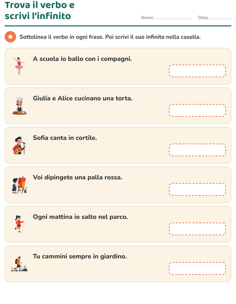 Anteprima della scheda di Il presente dei verbi per Scuola primaria classe seconda