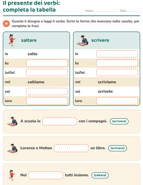 Anteprima della scheda di Il presente dei verbi per Scuola primaria classe seconda