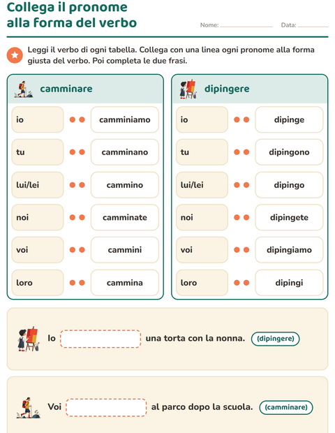 Anteprima della scheda di Il presente dei verbi per Scuola primaria classe seconda