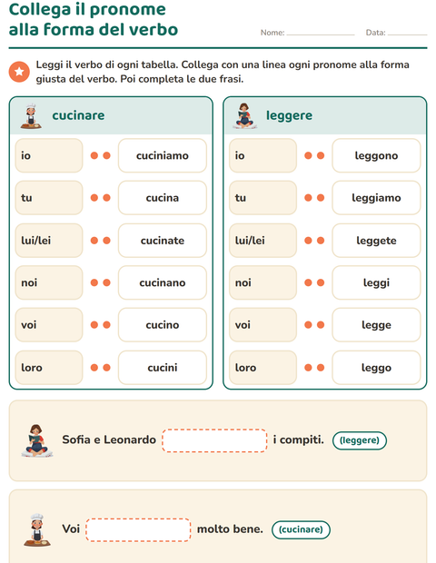 Anteprima della scheda di Il presente dei verbi per Scuola primaria classe seconda