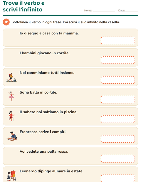 Anteprima della scheda di Il presente dei verbi per Scuola primaria classe seconda