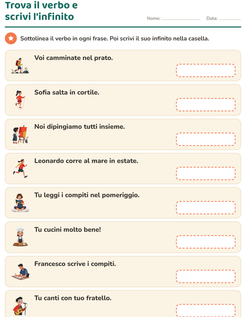 Anteprima della scheda di Il presente dei verbi per Scuola primaria classe seconda