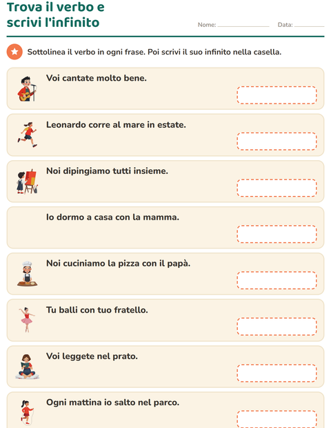 Anteprima della scheda di Il presente dei verbi per Scuola primaria classe seconda
