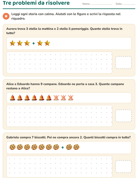 Anteprima della scheda di Problemi con addizioni e sottrazioni con Natale per Scuola primaria classe prima