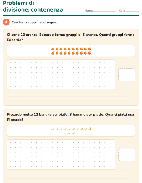 Anteprima della scheda di Problemi con addizioni e sottrazioni con Frutta per Scuola primaria classe terza