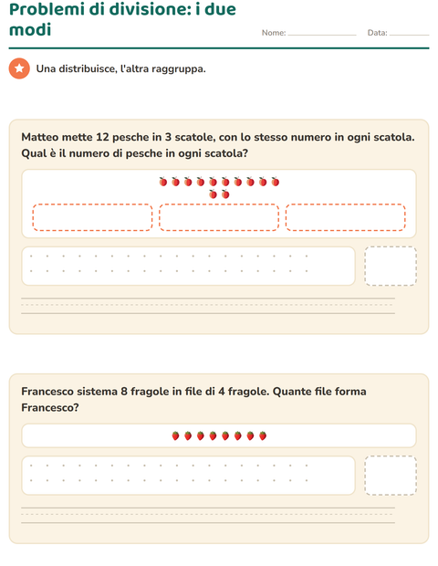 Anteprima della scheda di Problemi con addizioni e sottrazioni con Frutta per Scuola primaria classe terza