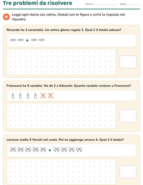 Anteprima della scheda di Problemi con addizioni e sottrazioni con Natale B&N per Scuola primaria classe prima