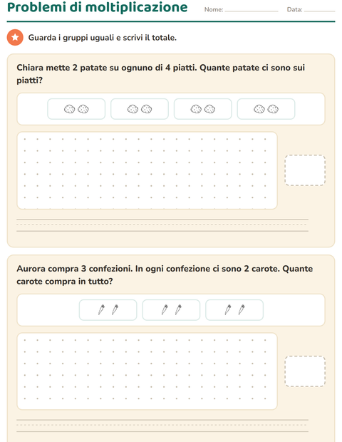 Anteprima della scheda di Problemi con addizioni e sottrazioni con Verdure BN per Scuola primaria classe terza