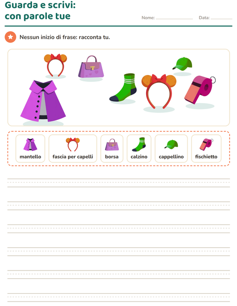 Anteprima della scheda di Produzione scritta con Accessori per Scuola primaria classe seconda