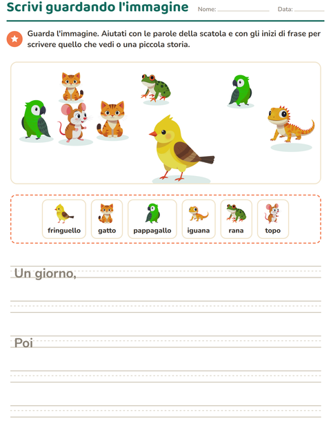 Anteprima della scheda di Produzione scritta con Animali domestici per Scuola primaria classe seconda