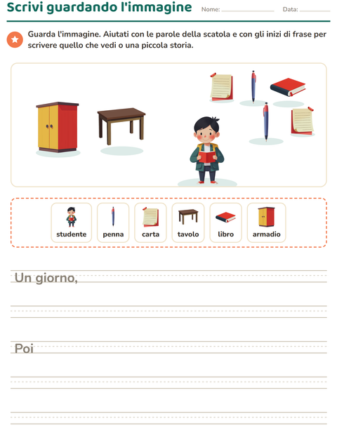 Anteprima della scheda di Produzione scritta con Aula per Scuola primaria classe seconda