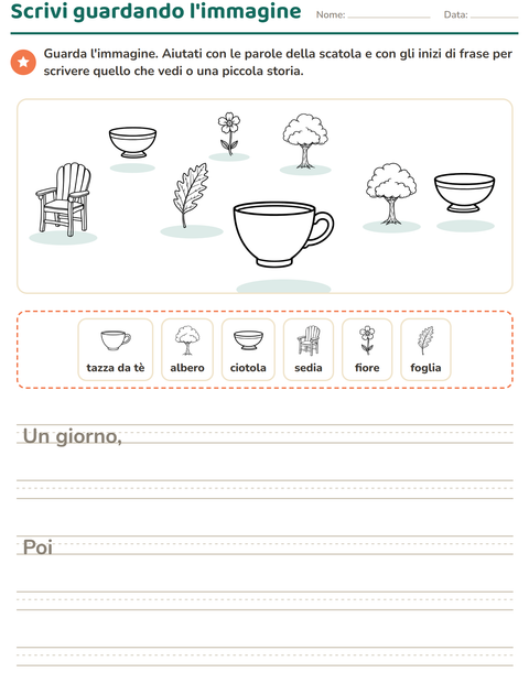 Anteprima della scheda di Produzione scritta con Casa e Natura BN per Scuola primaria classe seconda