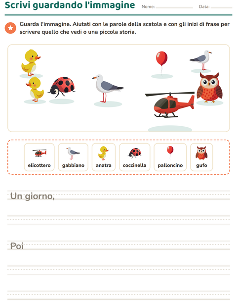 Anteprima della scheda di Produzione scritta con Cose che volano per Scuola primaria classe seconda