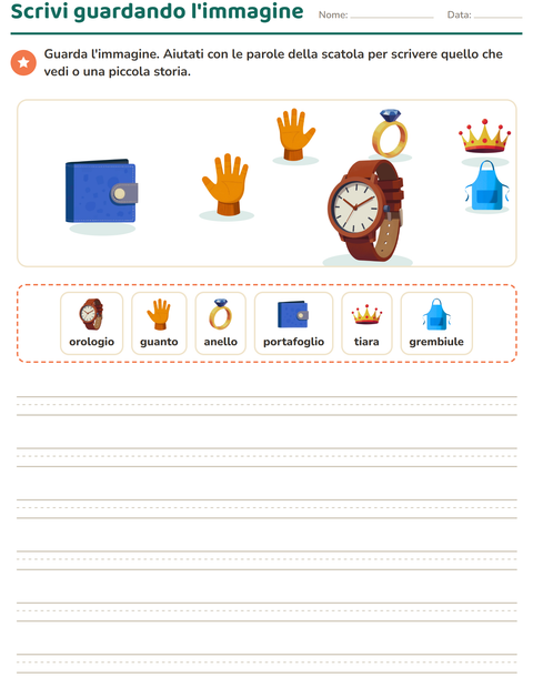 Anteprima della scheda di Produzione scritta con Accessori per Scuola primaria classe seconda