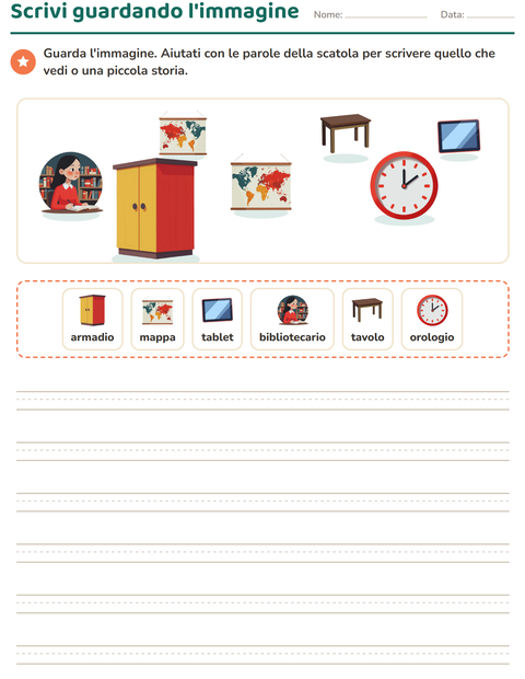 Anteprima della scheda di Produzione scritta con Aula per Scuola primaria classe seconda