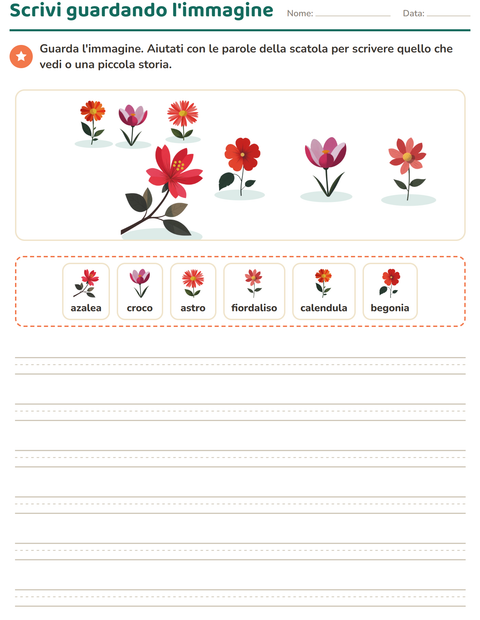 Anteprima della scheda di Produzione scritta con Fiori per Scuola primaria classe seconda