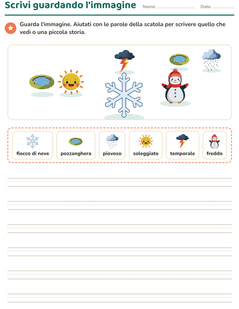Anteprima della scheda di Produzione scritta con Meteo per Scuola primaria classe seconda