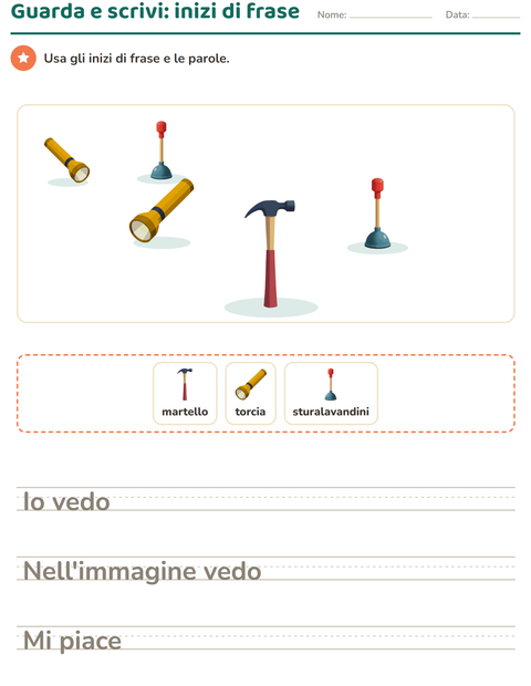 Anteprima della scheda di Produzione scritta con Attrezzi per Scuola primaria classe seconda