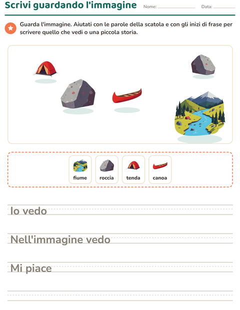 Anteprima della scheda di Produzione scritta con Campeggio per Scuola primaria classe seconda