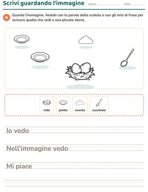 Anteprima della scheda di Produzione scritta con Casa e Natura BN per Scuola primaria classe seconda