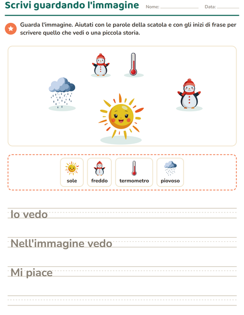 Anteprima della scheda di Produzione scritta con Meteo per Scuola primaria classe seconda