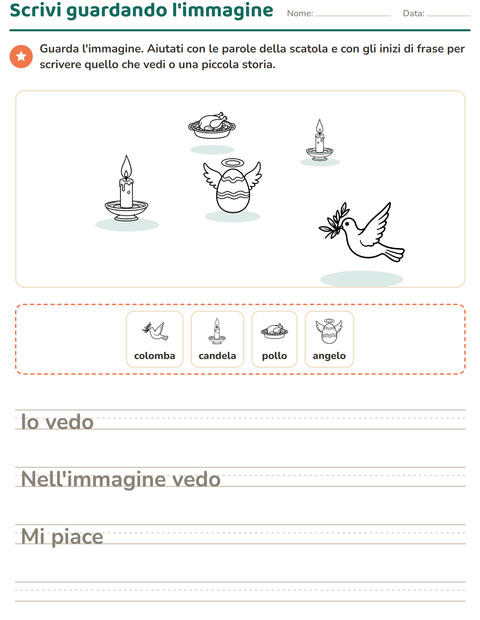 Anteprima della scheda di Produzione scritta con Pasqua BN 2 per Scuola primaria classe seconda
