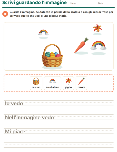 Anteprima della scheda di Produzione scritta con Pasqua per Scuola primaria classe seconda