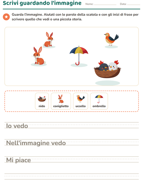 Anteprima della scheda di Produzione scritta con Primavera per Scuola primaria classe seconda
