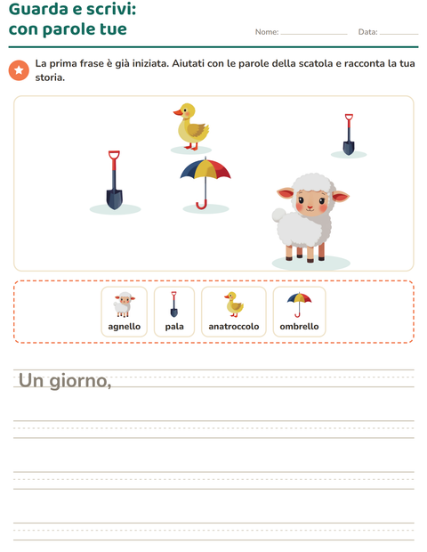 Anteprima della scheda di Produzione scritta con Primavera per Scuola primaria classe seconda