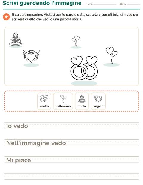 Anteprima della scheda di Produzione scritta con San Valentino BN per Scuola primaria classe seconda