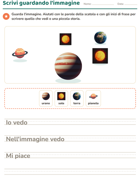 Anteprima della scheda di Produzione scritta con Spazio per Scuola primaria classe seconda