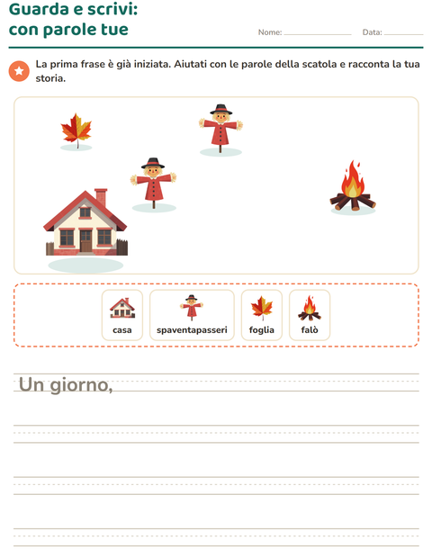 Anteprima della scheda di Produzione scritta con Varie per Scuola primaria classe seconda