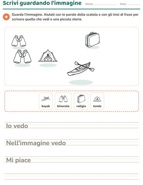 Anteprima della scheda di Produzione scritta con Viaggi e Vacanze BN per Scuola primaria classe seconda