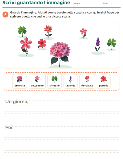 Anteprima della scheda di Produzione scritta con Fiori per Scuola primaria classe seconda