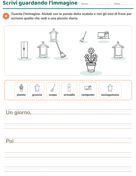 Anteprima della scheda di Produzione scritta con Casa BN per Scuola primaria classe seconda