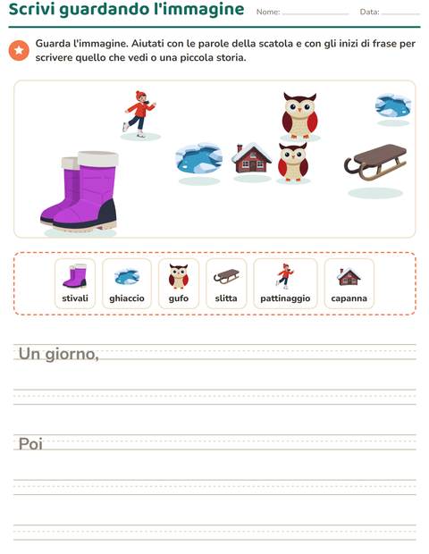 Anteprima della scheda di Produzione scritta con Inverno per Scuola primaria classe seconda