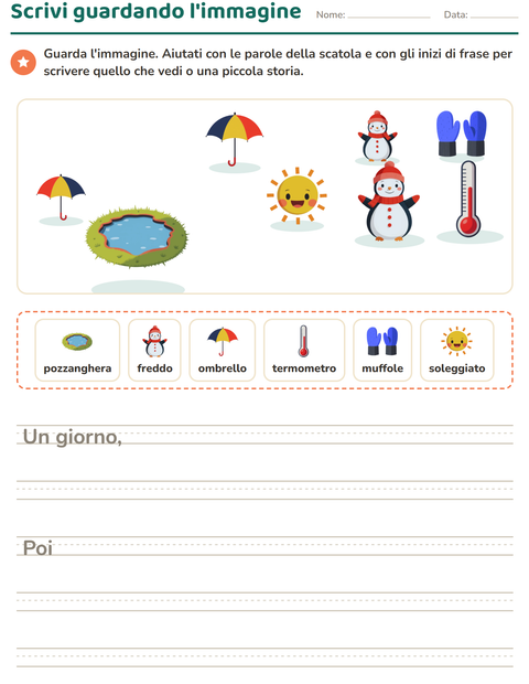 Anteprima della scheda di Produzione scritta con Meteo per Scuola primaria classe seconda