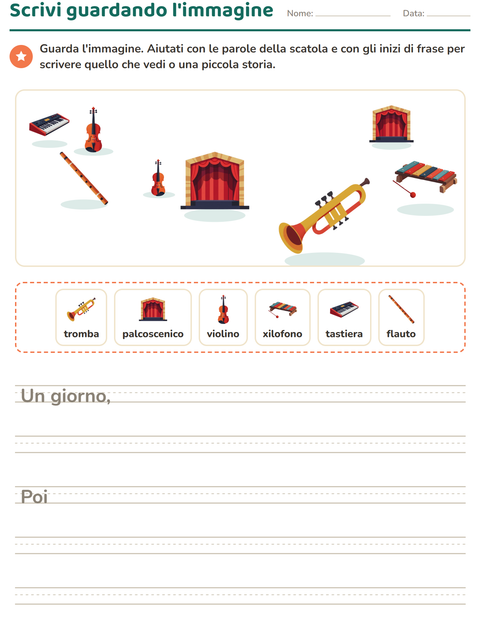 Anteprima della scheda di Produzione scritta con Musica per Scuola primaria classe seconda